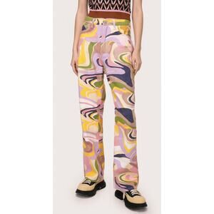 Cider Melting Horizons Flare Trousers Jeans Baggy Psychedelic Swirl Large